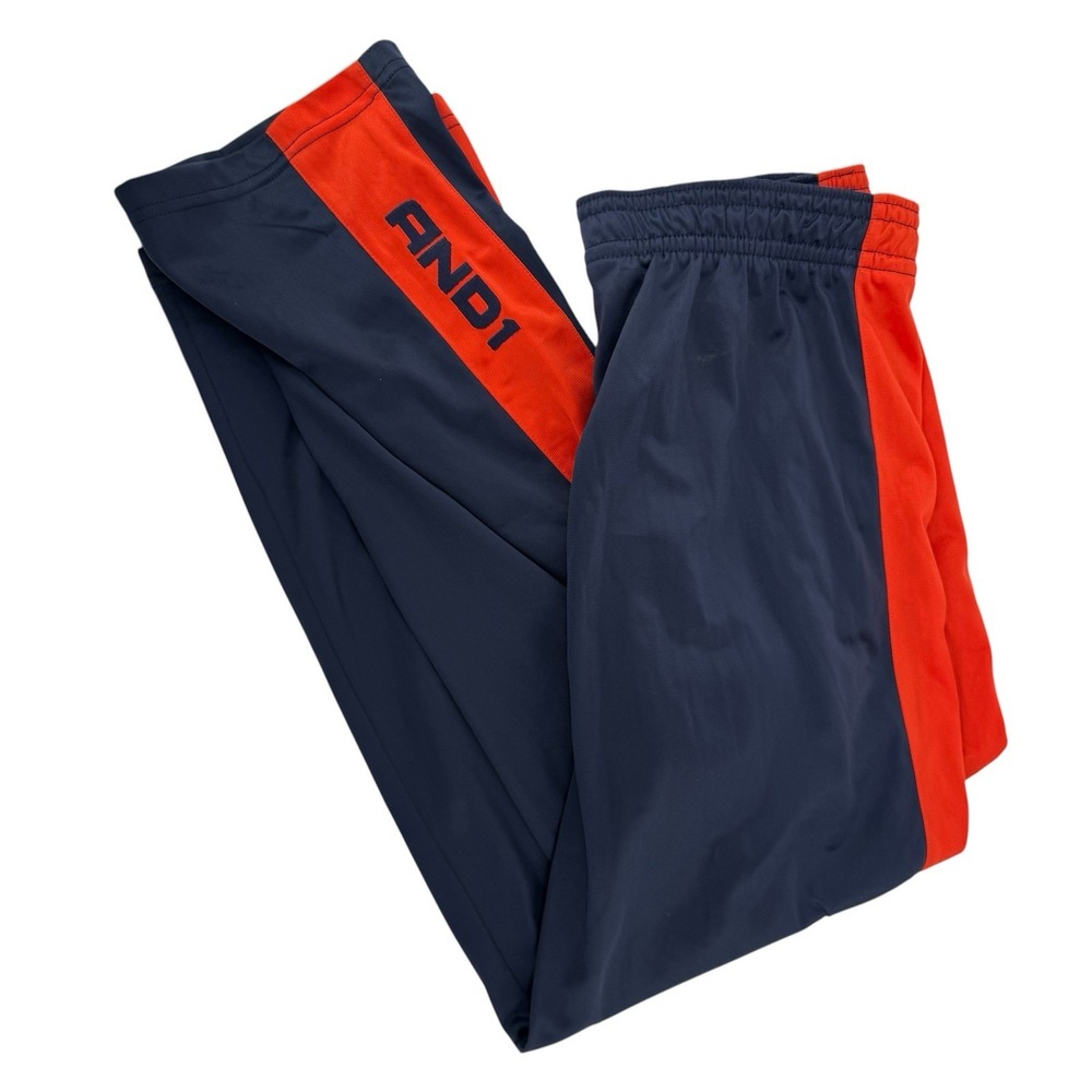 AND1 Sweatpants Blue Y2K VTG Glossy Logo Embroidered Pants Men's Size Large New